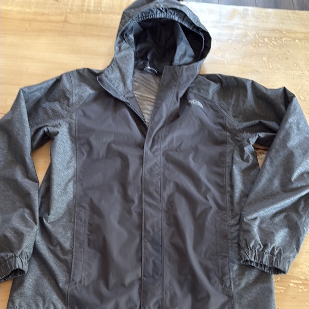 The North Face Men's Black and Gray Raincoat